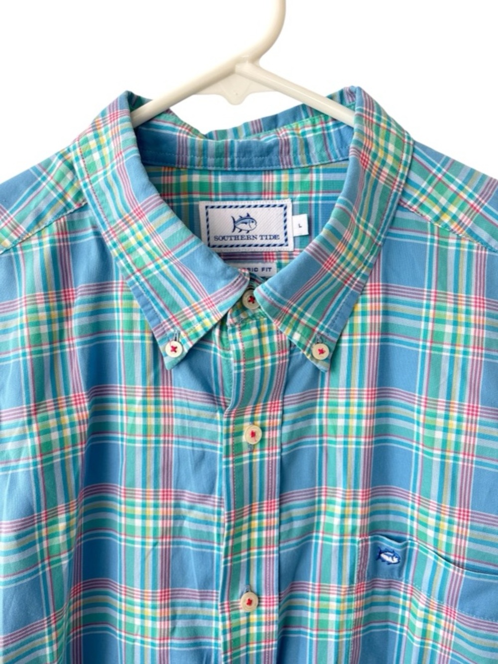 Southern Tide Beaufain Plaid Sport Shirt Classic Fit Large